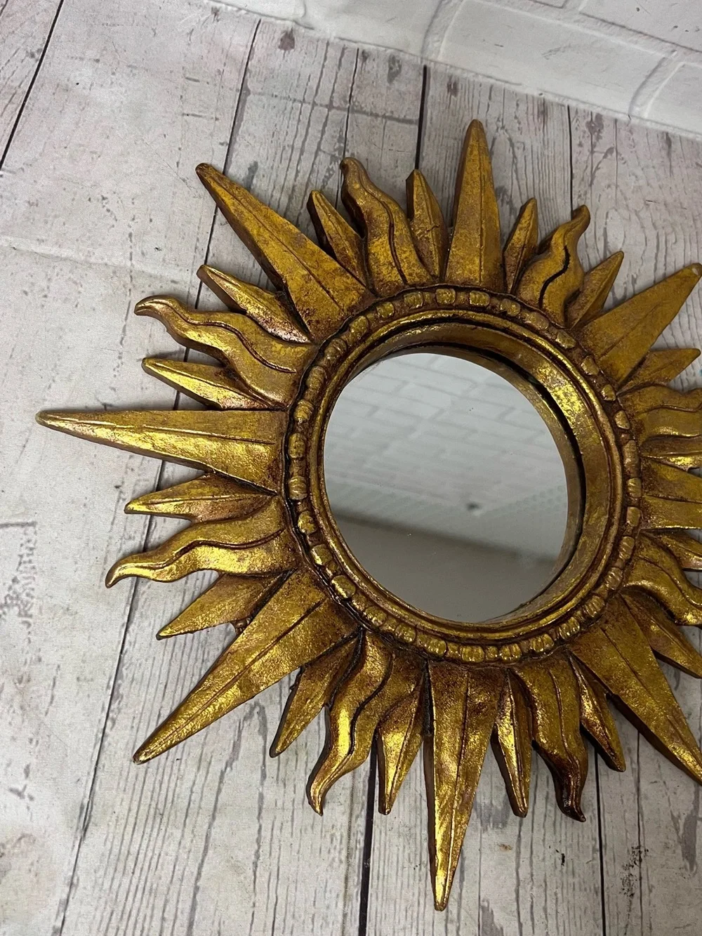 MCM Gold Sunburst Wall Mirror 11.5